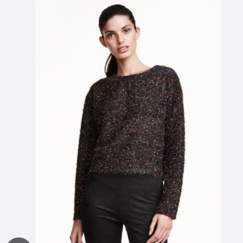 H&M rainbow cropped holiday party sweater